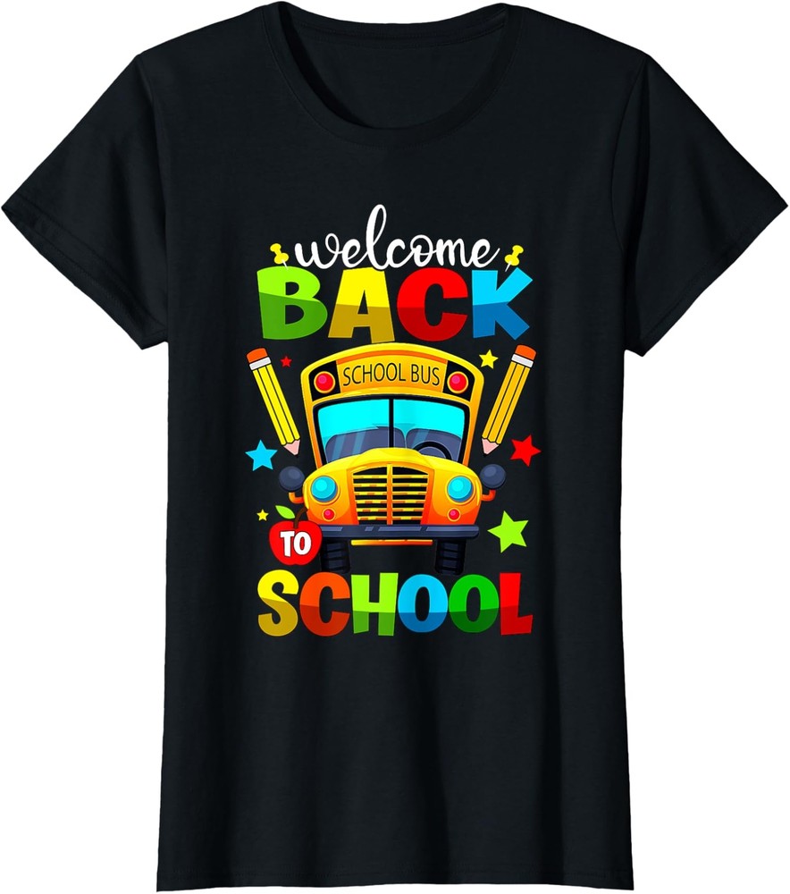 Welcome Back To School Happy First Day Of School  Ladies' Crewneck T-Shirt-image