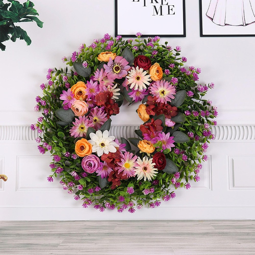 Spring Floral Wreath for Front Door 20.5 Inch Outdoor Window Holiday Decor