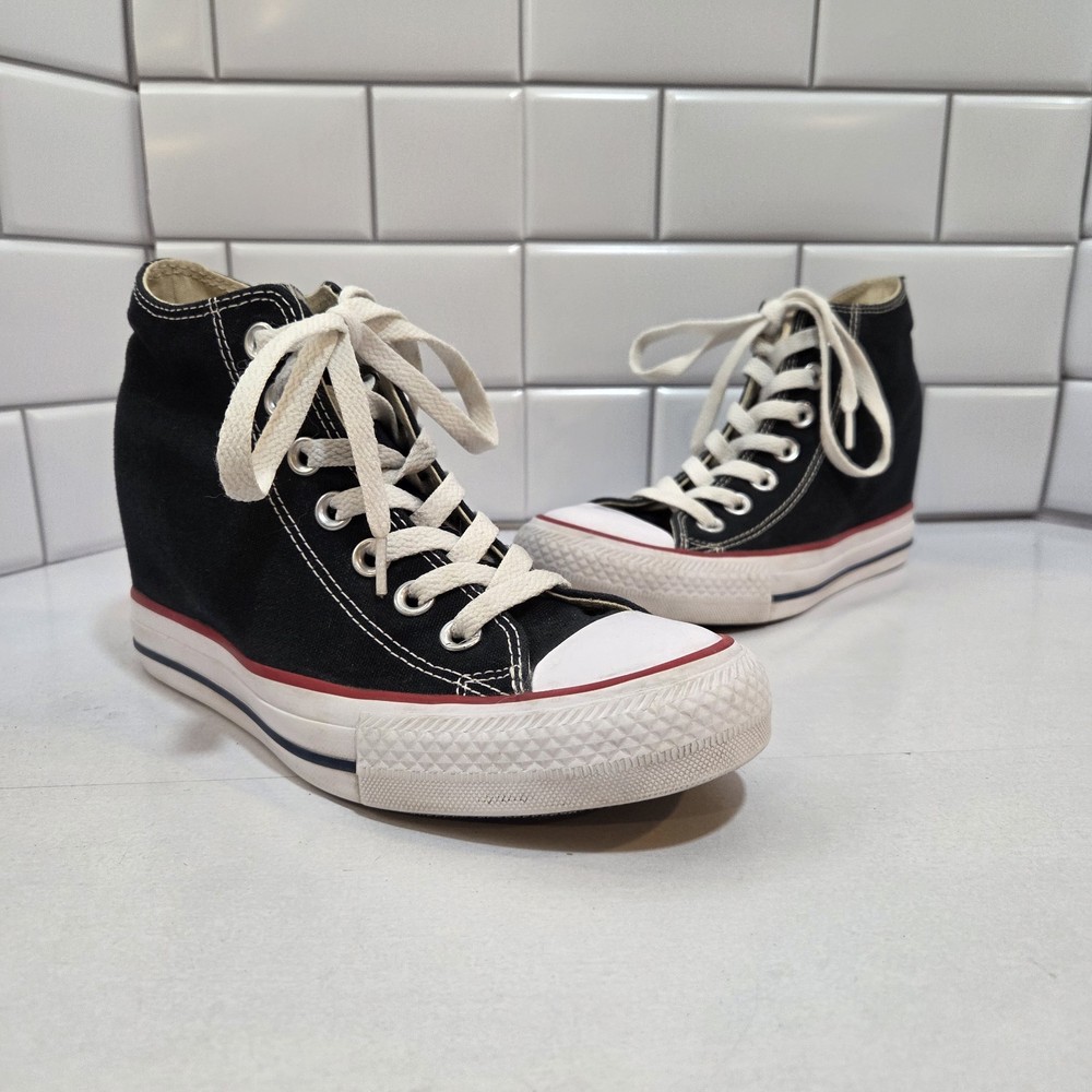Converse Chuck Taylor All Star Lux Womens Black Hidden Wedge Size 6.5