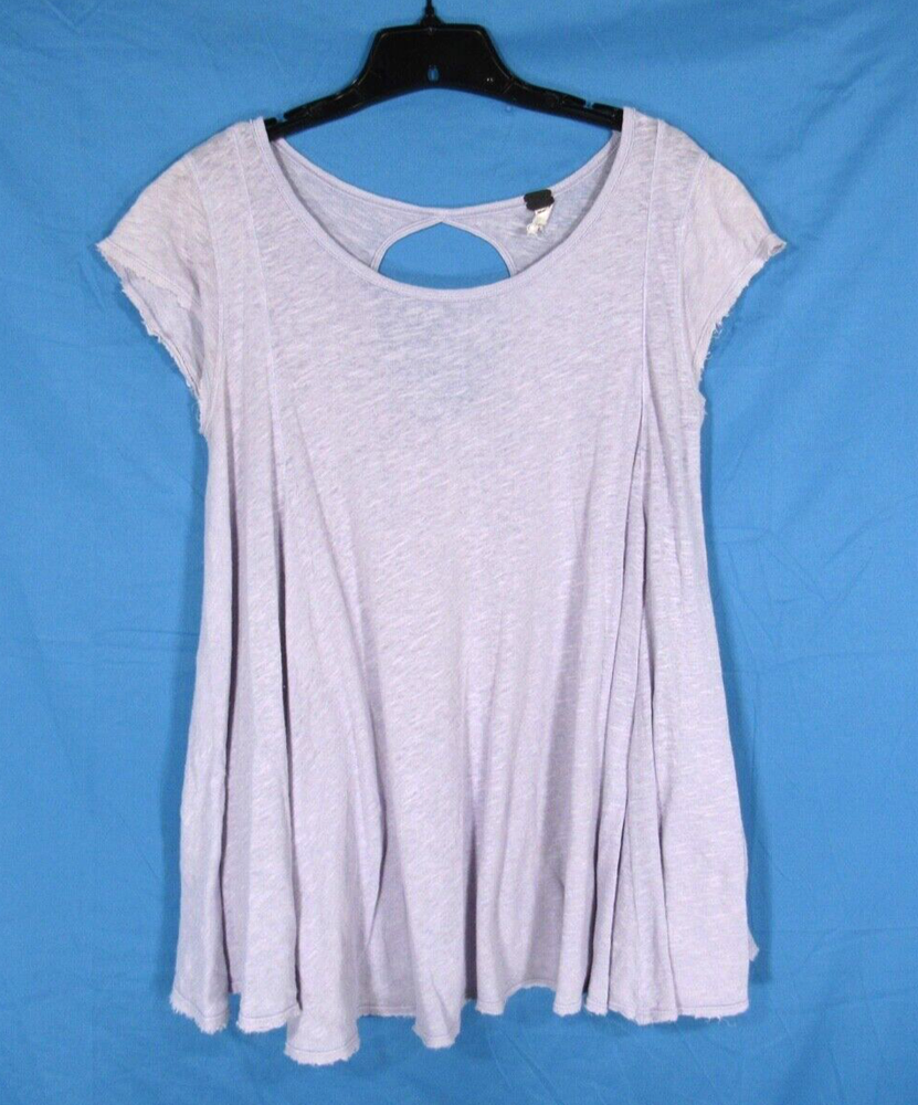 WE THE FREE People SYLVIE Lilac THIN Linen Blend CUTOUT Oversized SWING TOP XS
