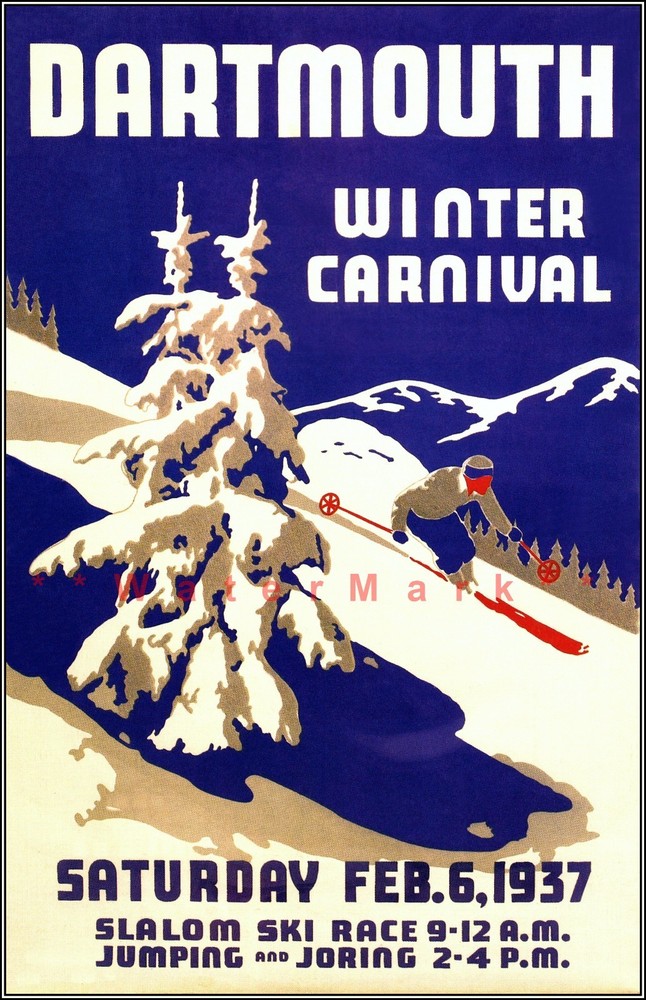 Dartmouth Winter Carnival 1937 Vintage Poster Print Winter Sports New Hampshire