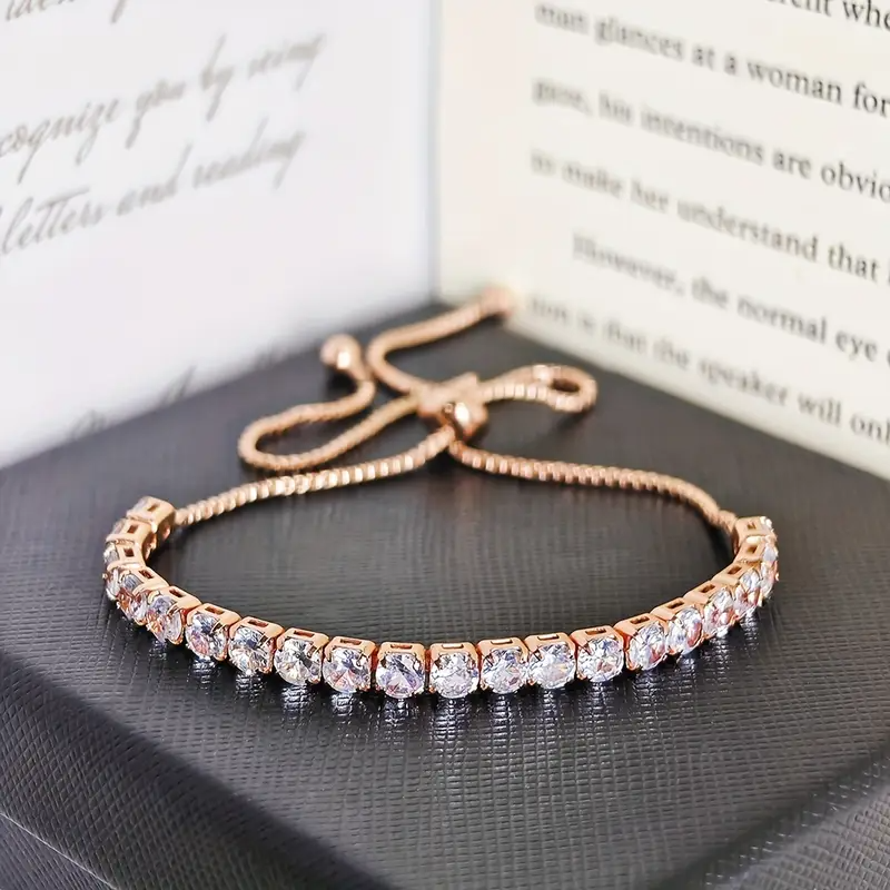 Ice Out Tennis Chain Iced Gold Silver Copper CZ Bling Diamond Women Bracelet