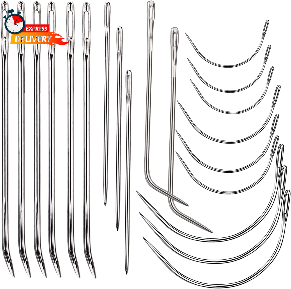 20 Heavy Duty Leather Sewing Needles Kit with Curved Needles for Crafting
