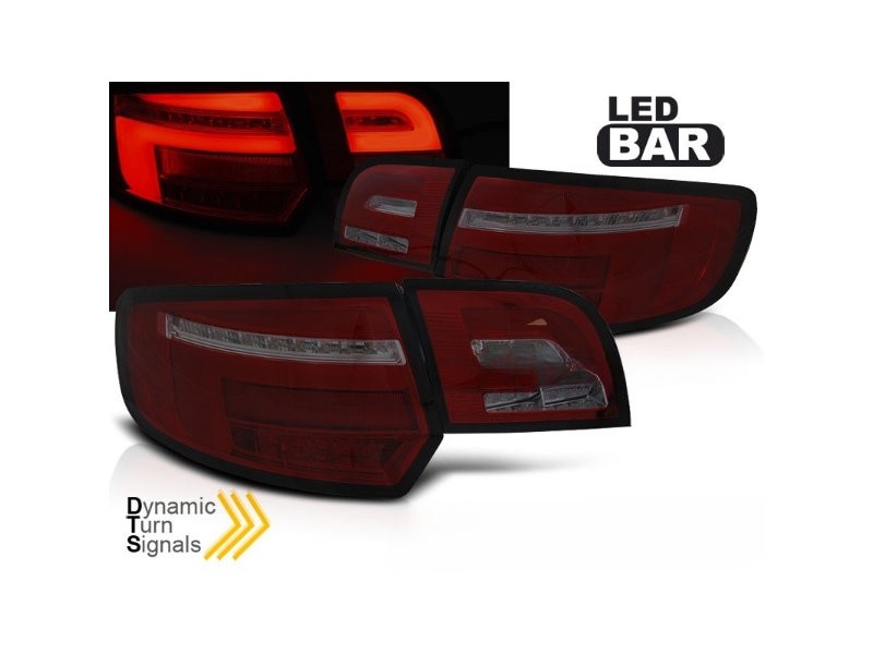 LED BAR TAIL LIGHTS RED SMOKE SEQ fits AUDI A3 8P 5D 2008-2012 Hatchback