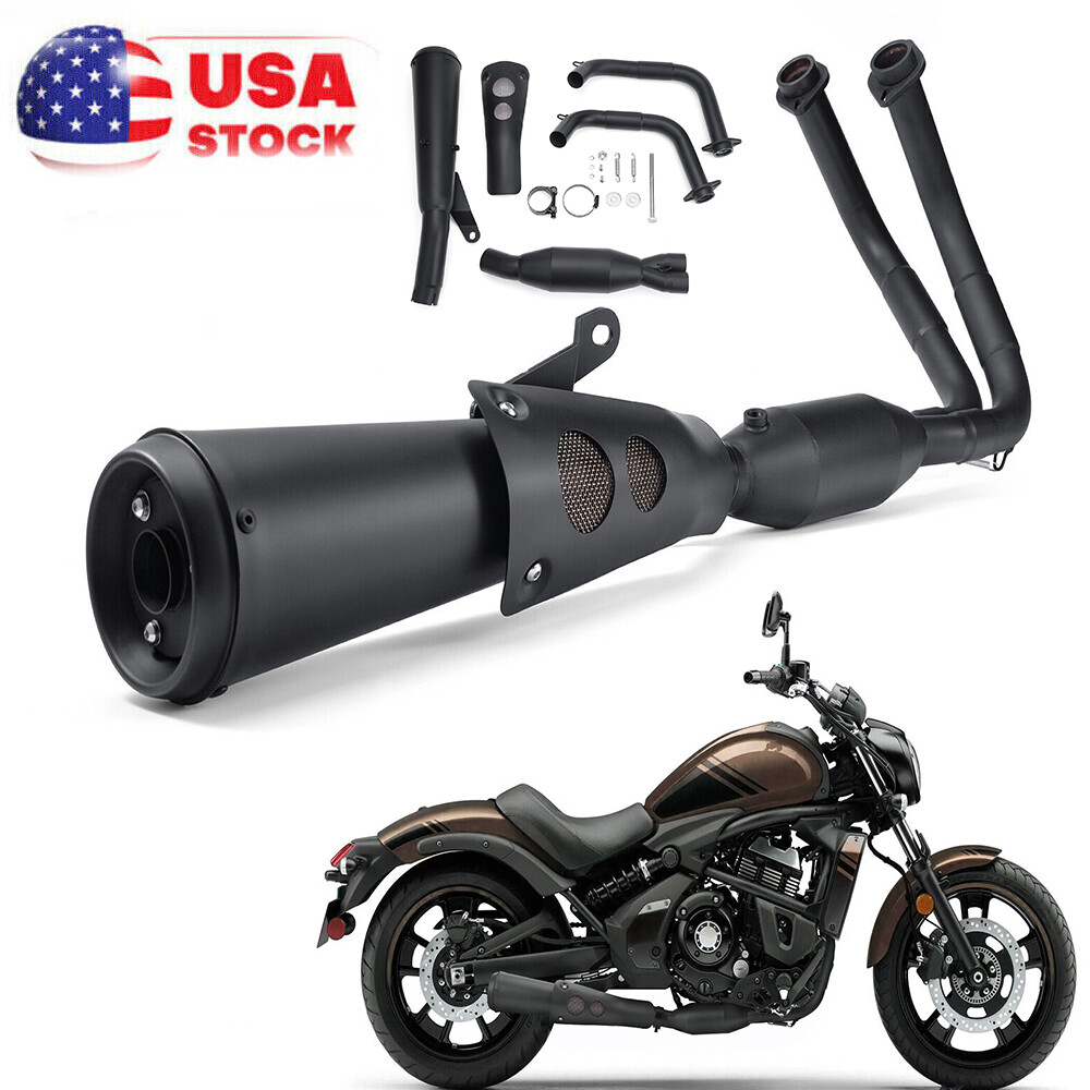 Full Exhaust Header Pipe Muffler Kit for Kawasaki Vulcan 650 650S 2015-2024 Models-image