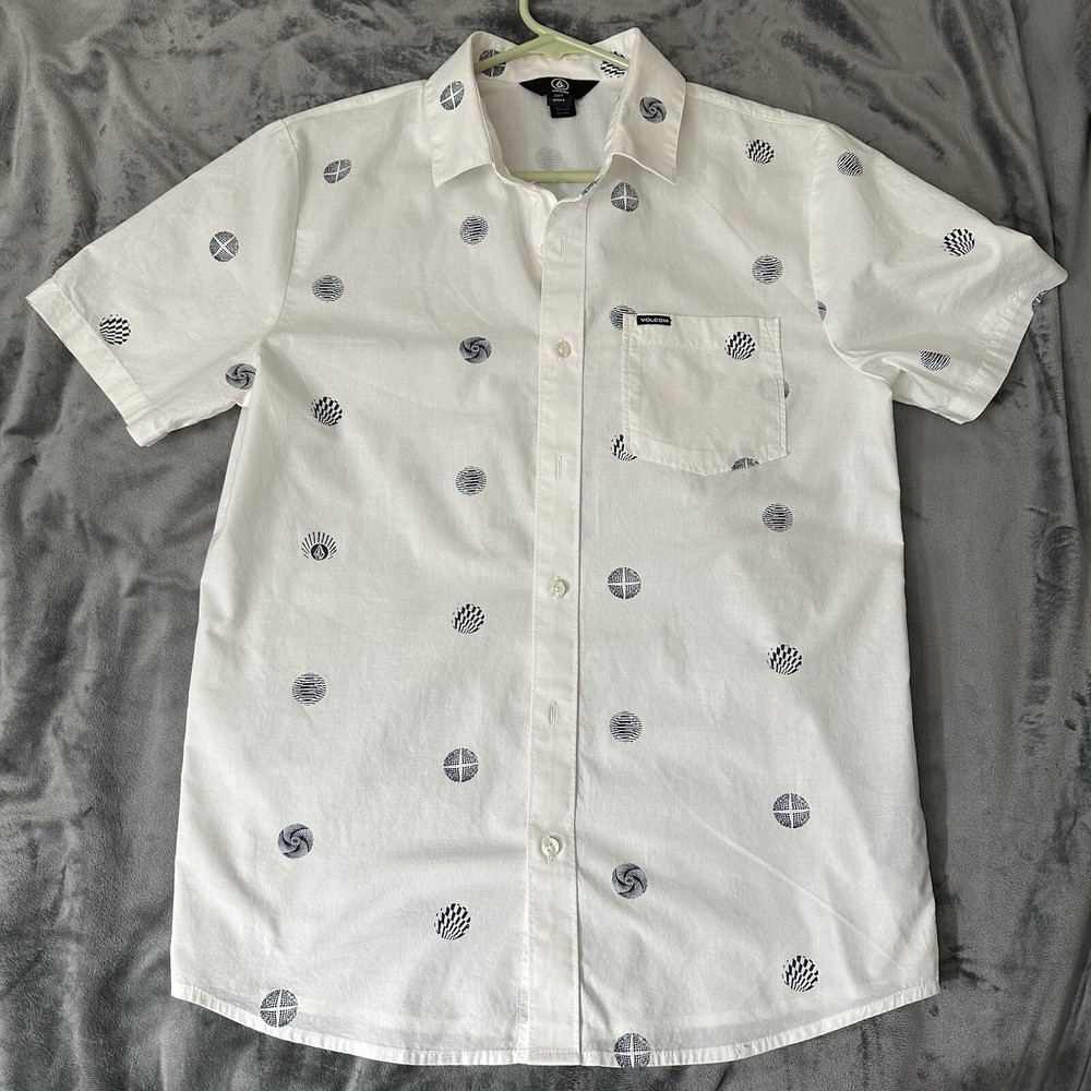 Volcom S Button Up Beach Camp Shirt, Mens, True To This Print, One Chest Pocket