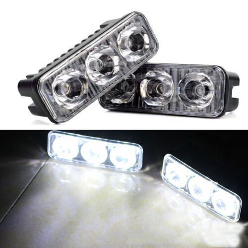 2x 3 LED Super White High Power Universal Car DRL Daytime Running Light Fog Lamp