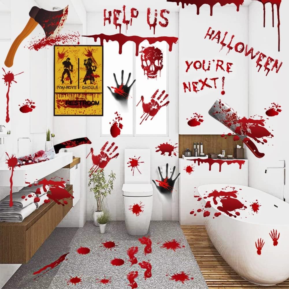 84Pcs Halloween Handprint Footprint Stickers for Decorations in Color01 and Color02