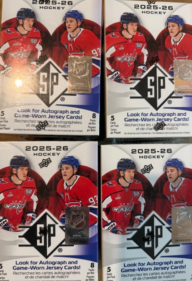 Lot of 4 - 2025-26 Upper Deck SP Hockey Blaster Box