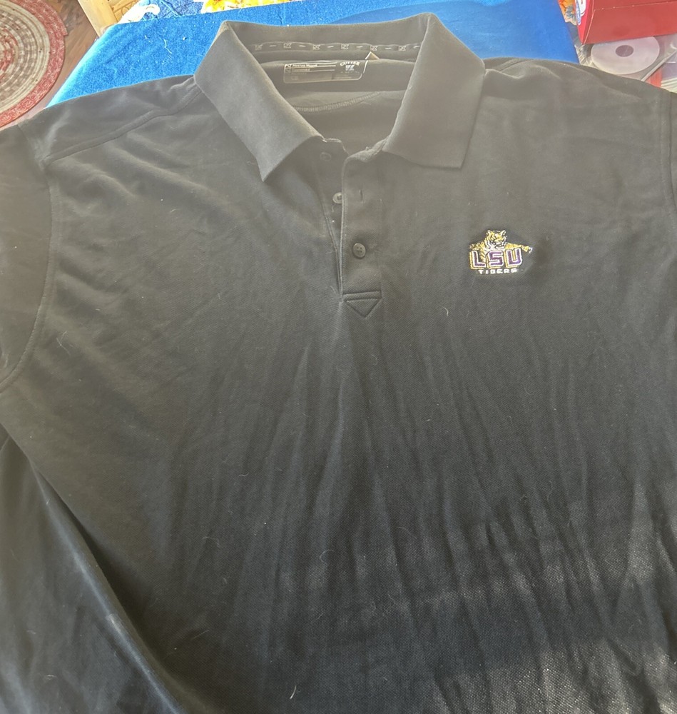LSU Tigers Polo Shirt Men's XL  Black Cutter& Buck