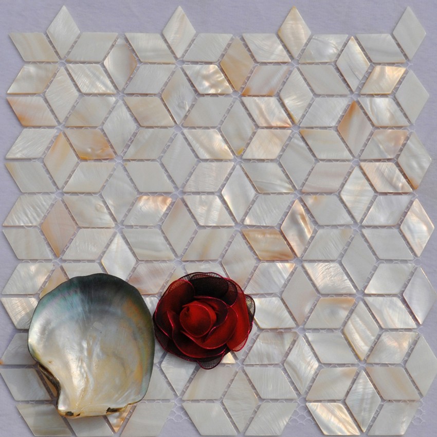 11PCS Rhombus Shell Mosaic Tile Natural Kitchen Shower Bathroom Wall Backsplash
