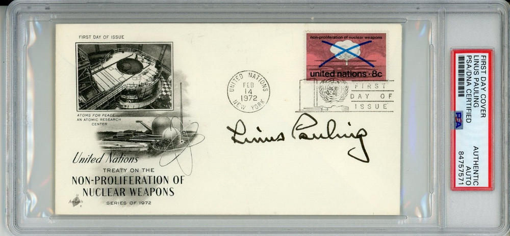 Linus Pauling Signed First Day Cover PSA Authenticated, Rare