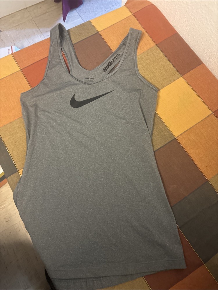 NWT Nike Women's Pro Training Tank Top Shirt Dri-FIT Dark Gray
