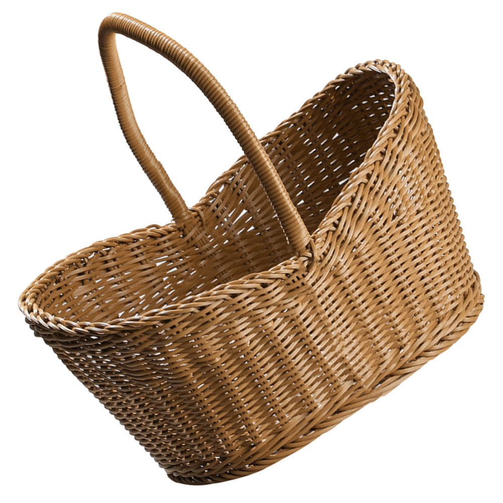 Rattan Shopping Basket Picnic Wicker Baskets Hamper Storage