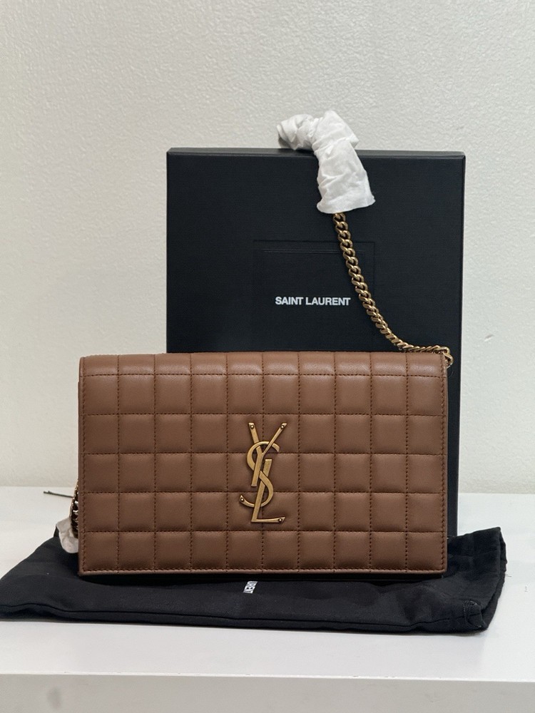 Saint Laurent Cassandre Quilted Leather Crossbody Bag in Brown for Women