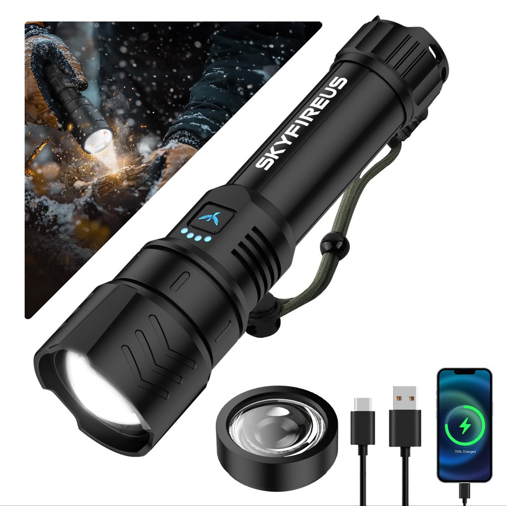 Super Bright Rechargeable LED Flashlight with High Lumens and Ignition