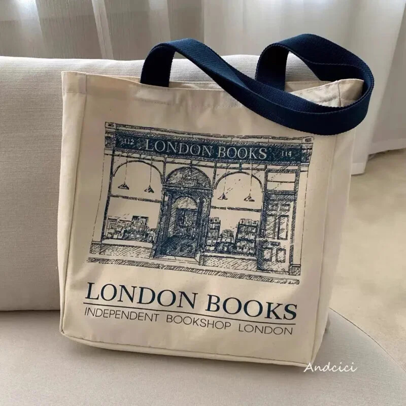 London Books Print Women's Casual Canvas Shoulder Tote Bag
