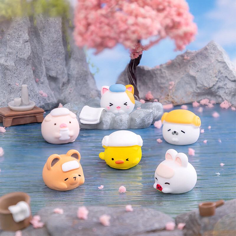 Animal Hot Springs Ornament Cat Dog Duck Doll Model Dollhouse Micro Landscape