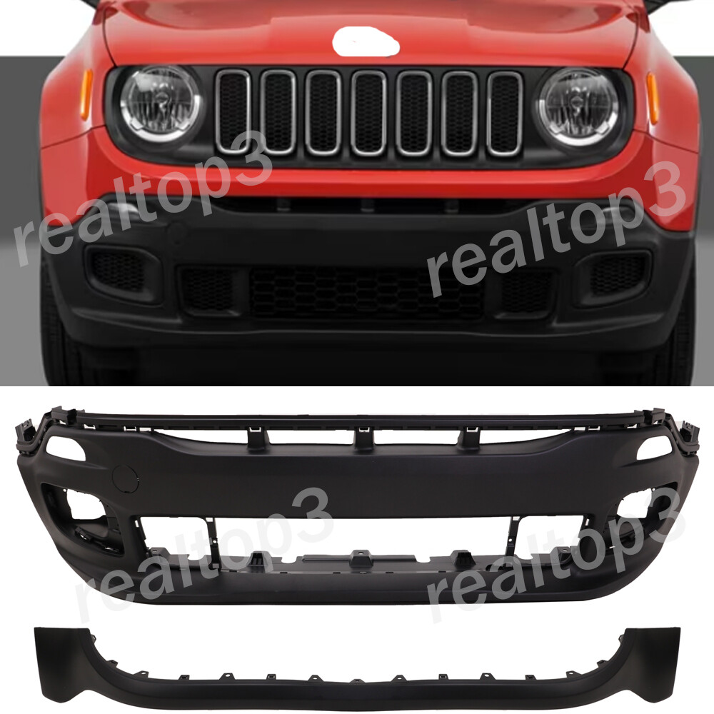 Front Upper and Lower Bumper Cover Set Fascia For 2015-2018 Jeep Renegade