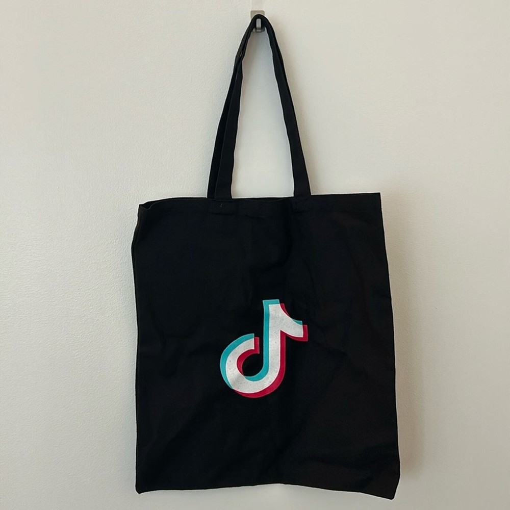 Trendy TikTok Black Canvas Tote Bag for Everyday Use