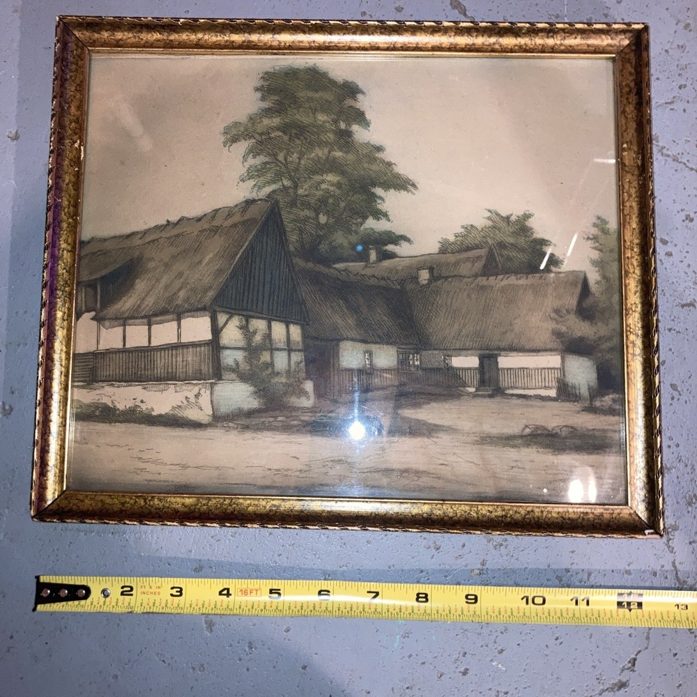 Antique Colored Sketch Framed Original unsigned