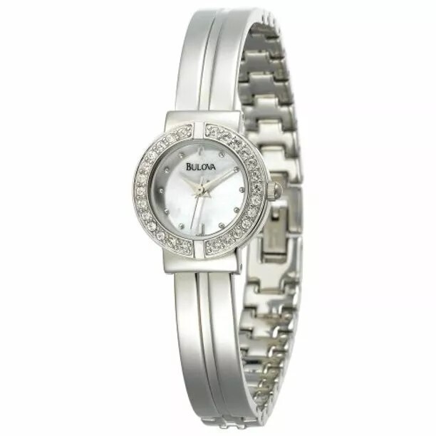 BULOVA~96T09~SWAROVSKI CRYSTAL BEZEL~MOTHER OF PEARL DIAL~LADIES' WATCH