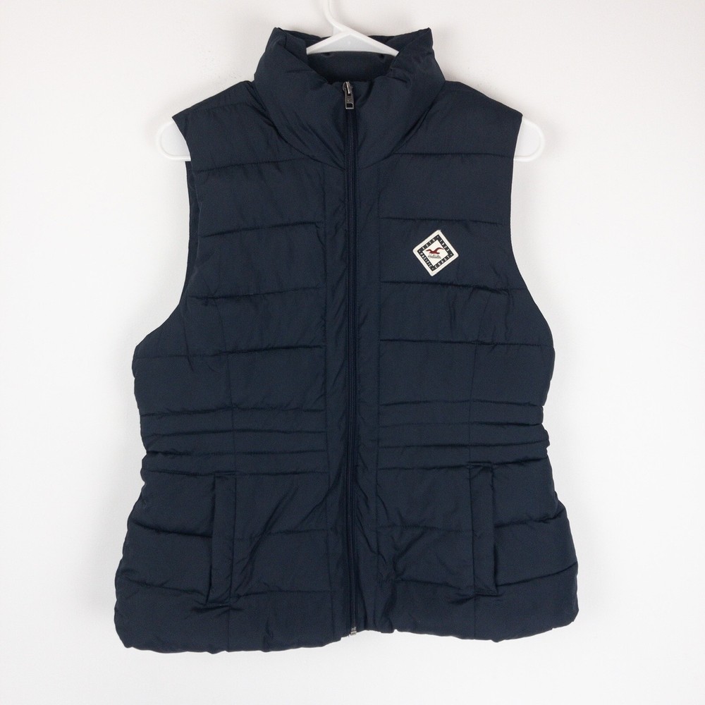Hollister Vest Women’s Large Blue Quilted Puffer Warm Cozy Layer Piece