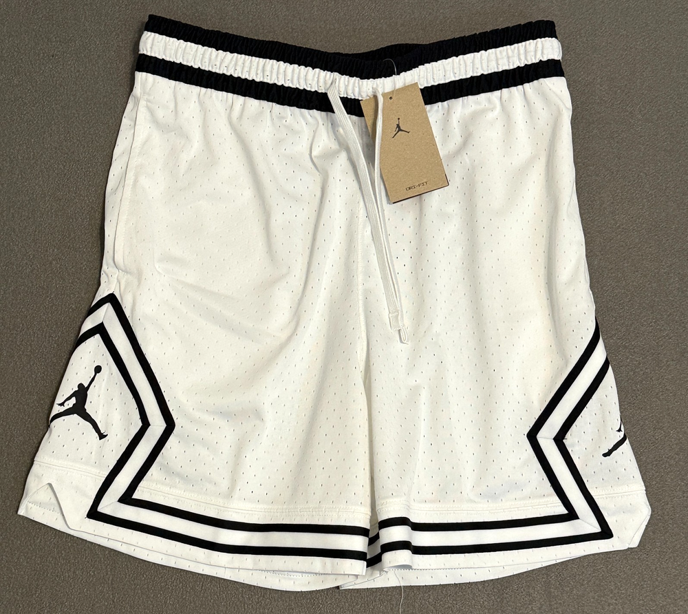 Jordan Basketball Shorts Sport Diamond Mesh Mens White Black HF9910 100