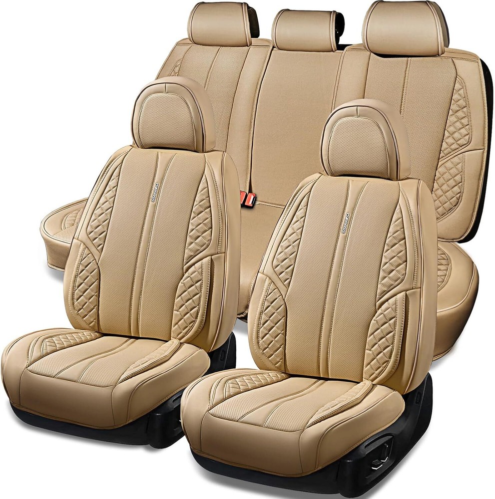 Universal Fit Luxury Leather Car Seat Covers Full Set for Sedan SUV Pickup Truck