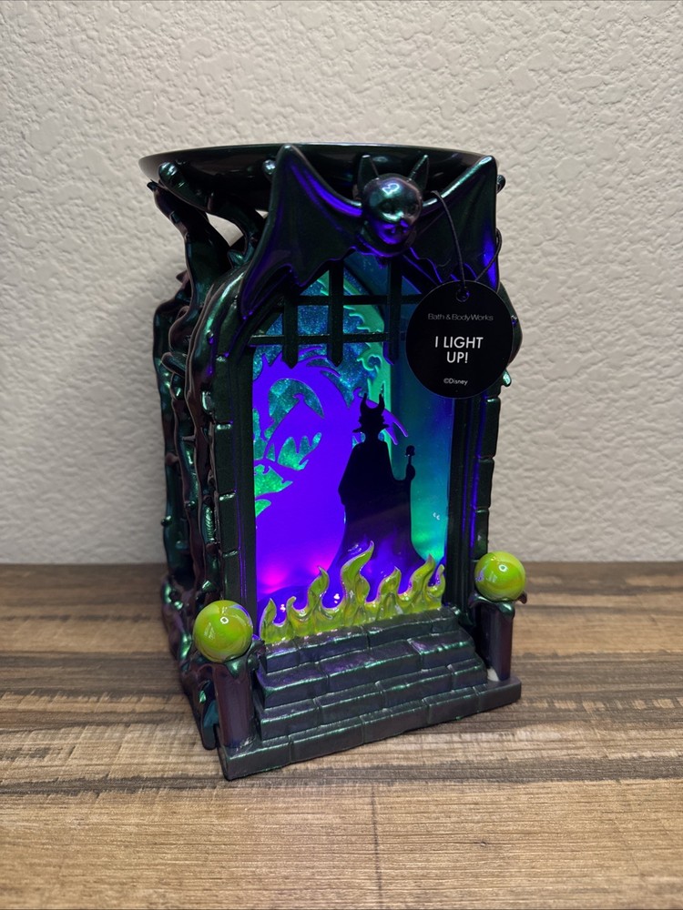 New Bath & Body Works MALEFICENT Shadowbox Pedestal Candle Holder Disney Villain