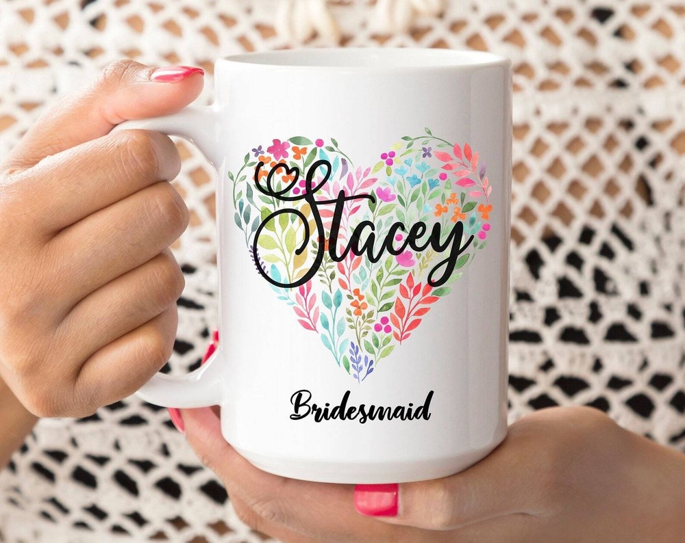 Personalized Bridesmaid Wedding Party Gift Floral Bridesmaid Coffee Mug Gift