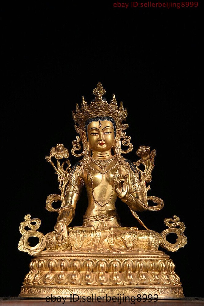 China Gilt Bronze White Tara Buddha Statue for Buddhist Temple