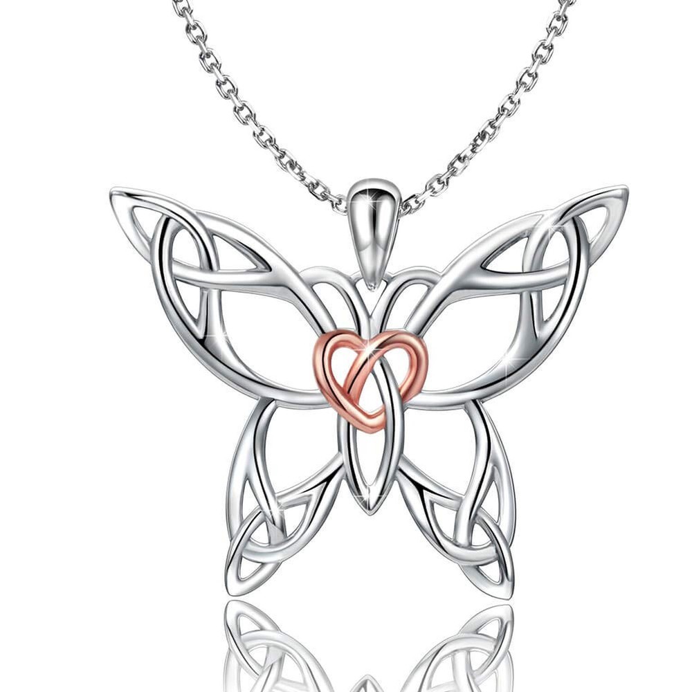 MANBU Sterling Silver Celtic Butterfly Necklace Earrings: Women Butterfly Pen...