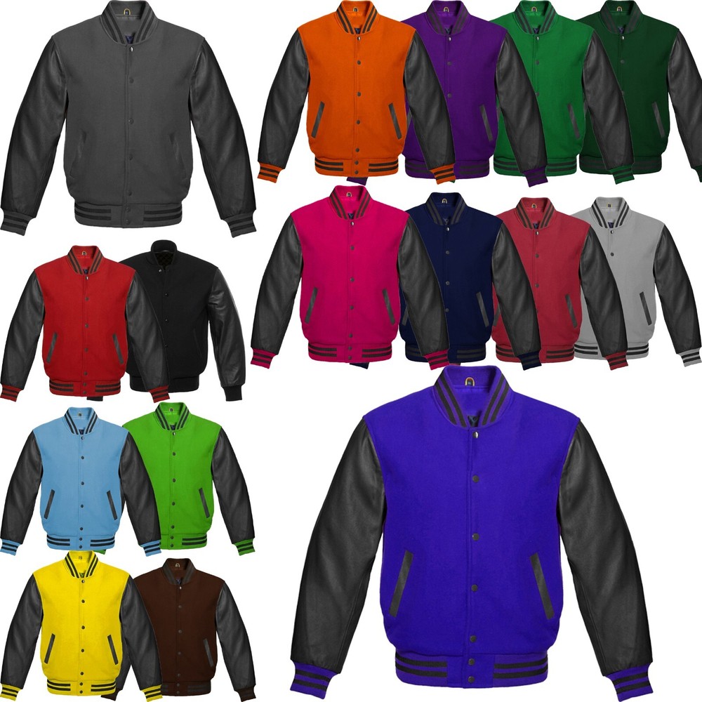 Varsity Letterman Wool & Real Cowhide Leather Sleeves High Quality Bomber Jacket