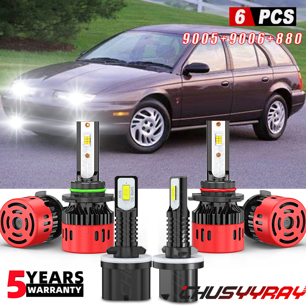 For Saturn SW1 SW2 1996-2001 LED Headlights high low beam Fog Lights Bulbs Kit