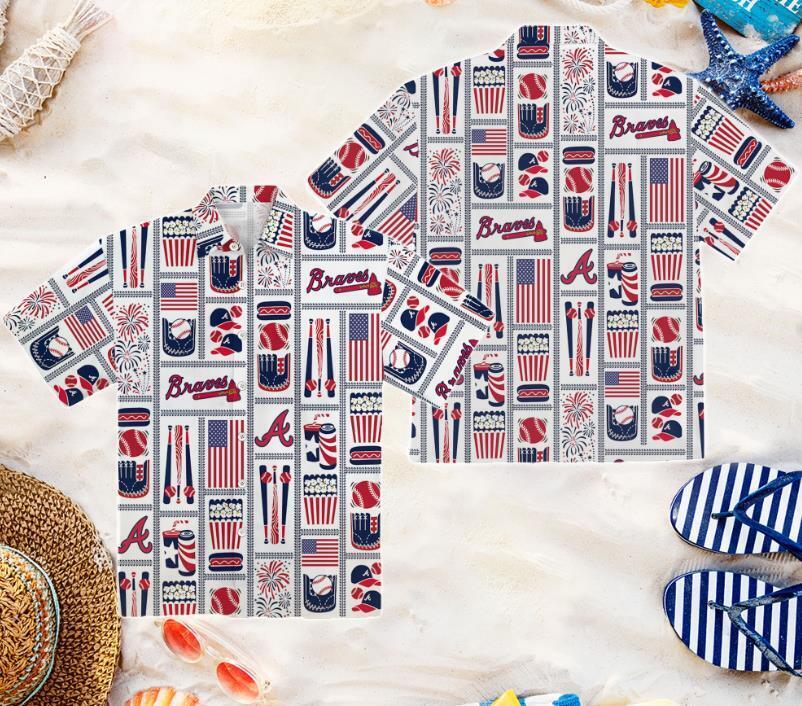Braves Americana Hawaiian Shirt summer best gift Mom gift 3D aloha NE