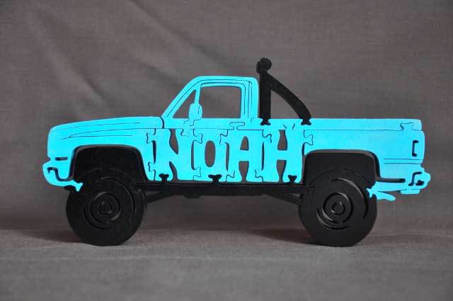 Custom Name of your Choice Car or Truck  Personalized Stained Wooden Puzzle Toy
