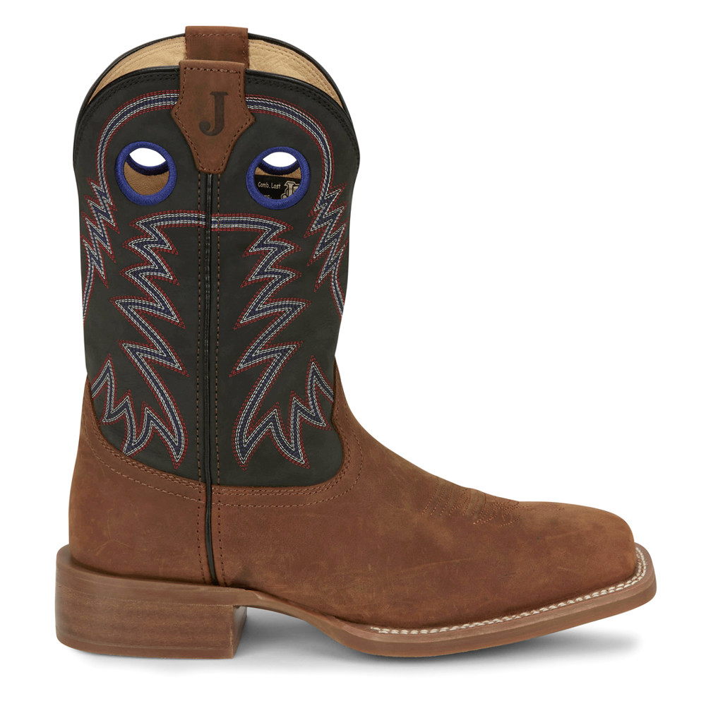 Justin Boots Show Stopper 11 Inch Wide Square Toe Cowboy  Mens Brown Casual Boot