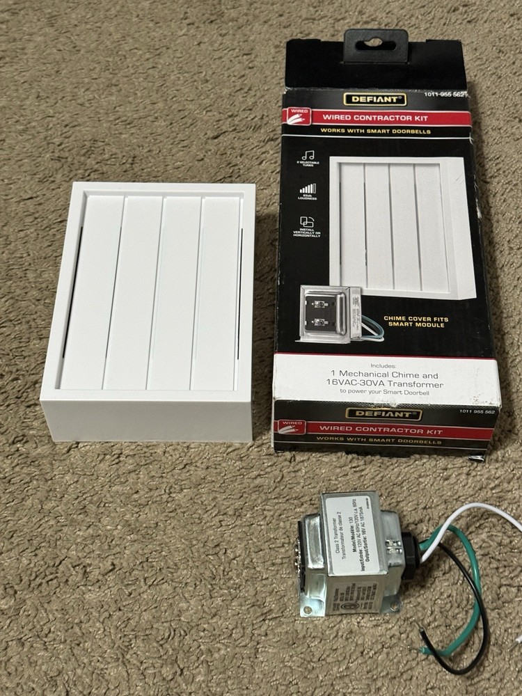 Wired Smart Video Doorbell Kit, 16VAC/30VA Transformer and Chime NEW