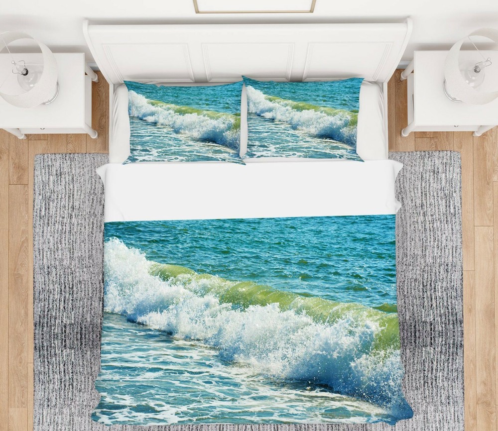 3D Ocean Waves ZHUA666 Bed Pillowcases Quilt Duvet Cover Set Queen King Amy