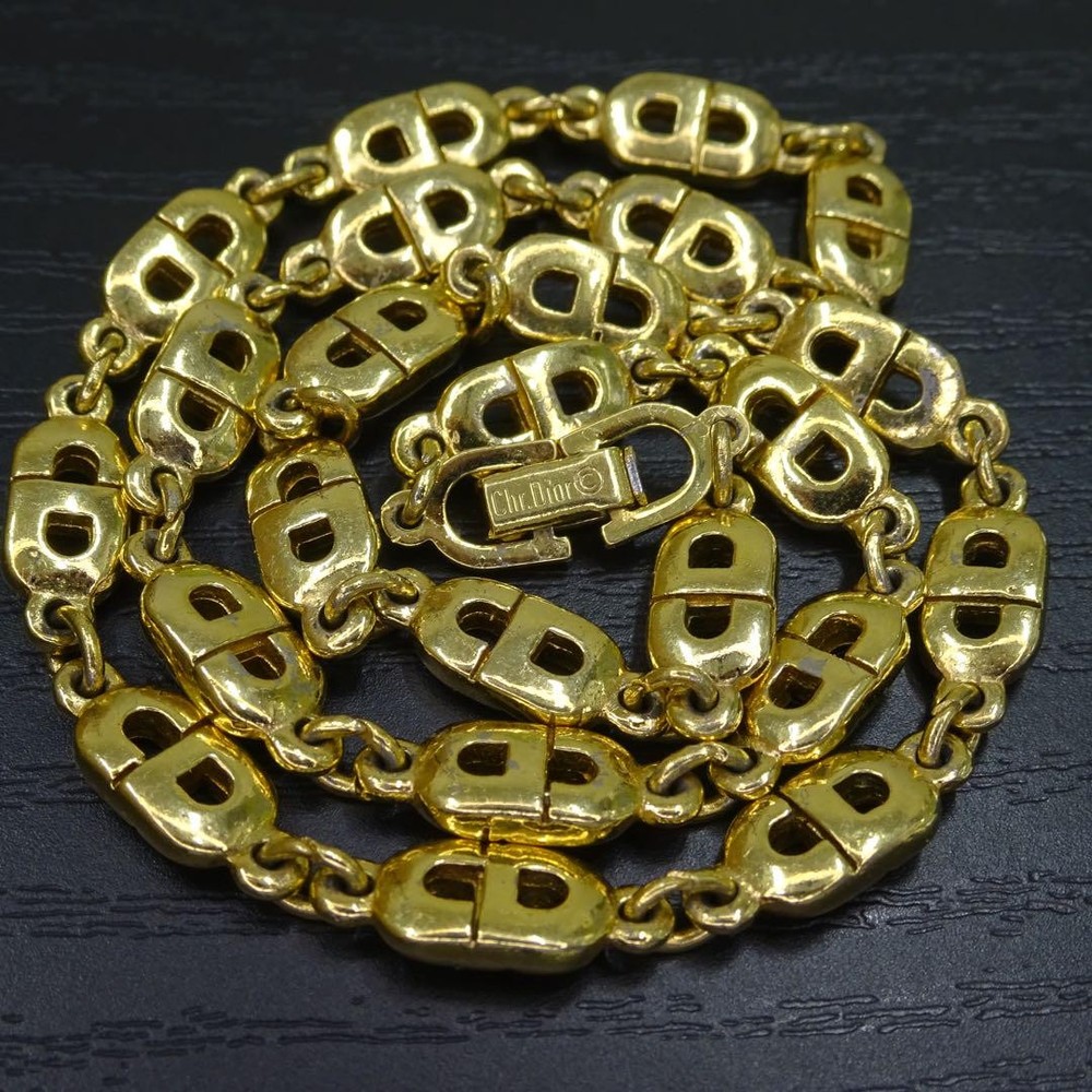 Christian Dior CD Logo Pendant Necklace in 22K Gold