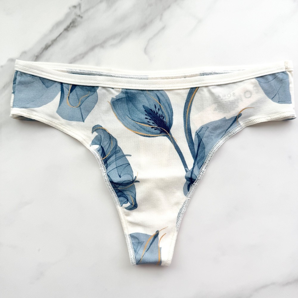Soma Vanishing Edge Microfiber Thong Panty Chiffon Floral M CHP Navy XS/S/M/L/XL