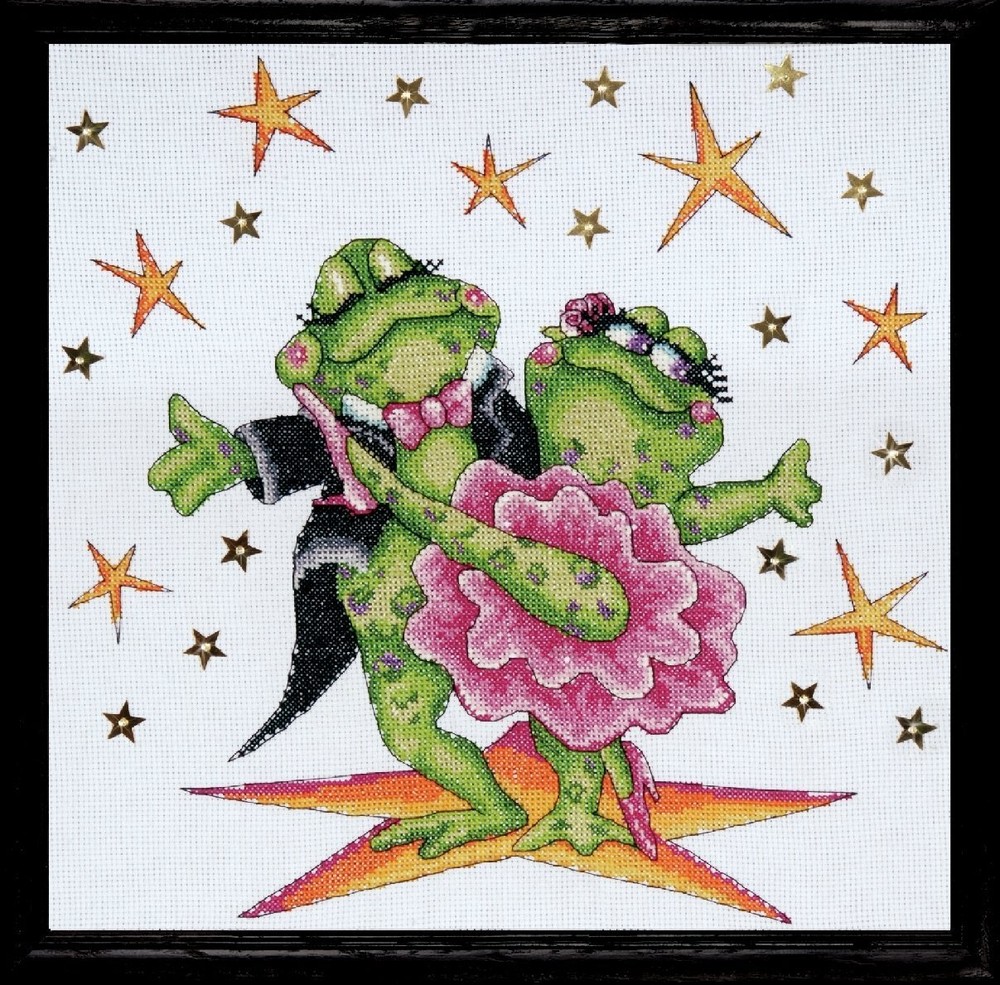 DW2776 14 Count Dancing Frogs Counted Cross Stitch Kit, 12 by 12-Inch
