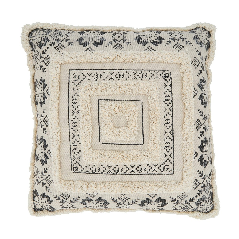 Black Tufted Decorative Throw Pillow Cover 20x20 Inches  