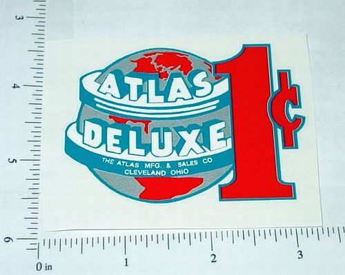 Atlas Deluxe 1 Cent Vending Machine Sticker V-35