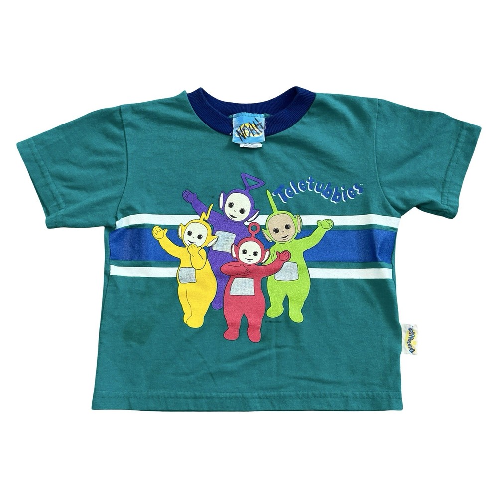 Vintage 90s Teletubbies Shirt Sz 3T Green Graphic Tinky Winky Dipsy Laa-Laa Po