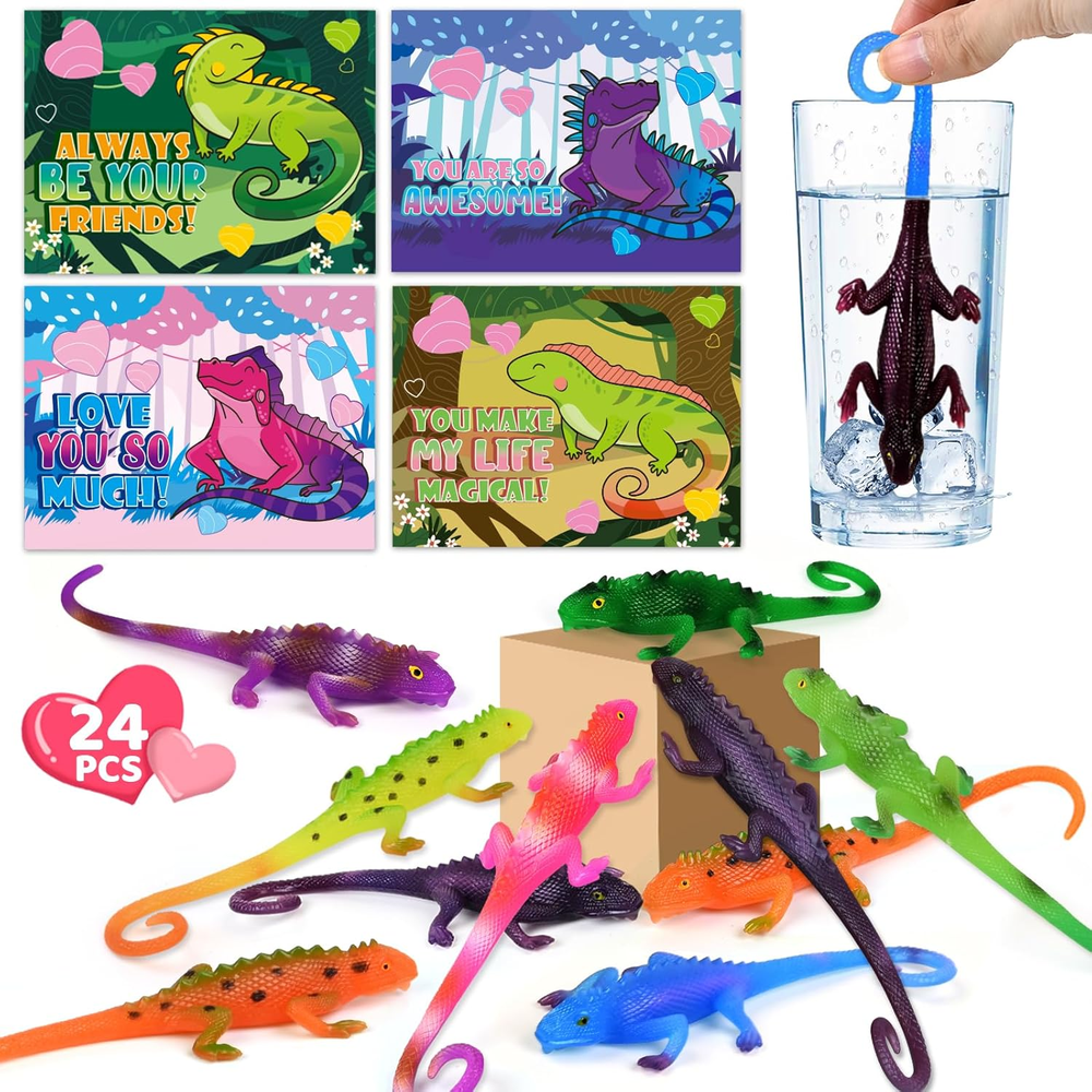 24 Pack Kids Valentine's Day Cards for Classroom Exchange with Cute Designs