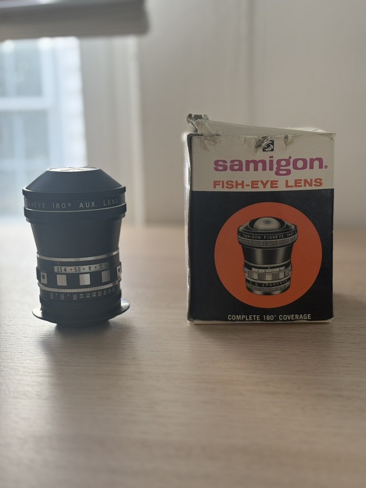 OLD VINTAGE!! Samigon Fisheye 180 Degree Aux. Auxiliary Camera Lens with BOX!