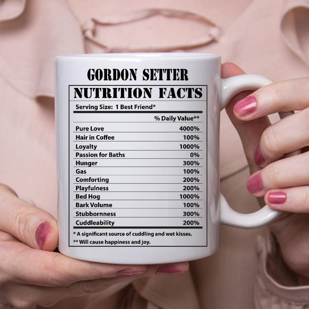 Funny Gordon Setter Coffee Mug with Nutritional Facts Design  