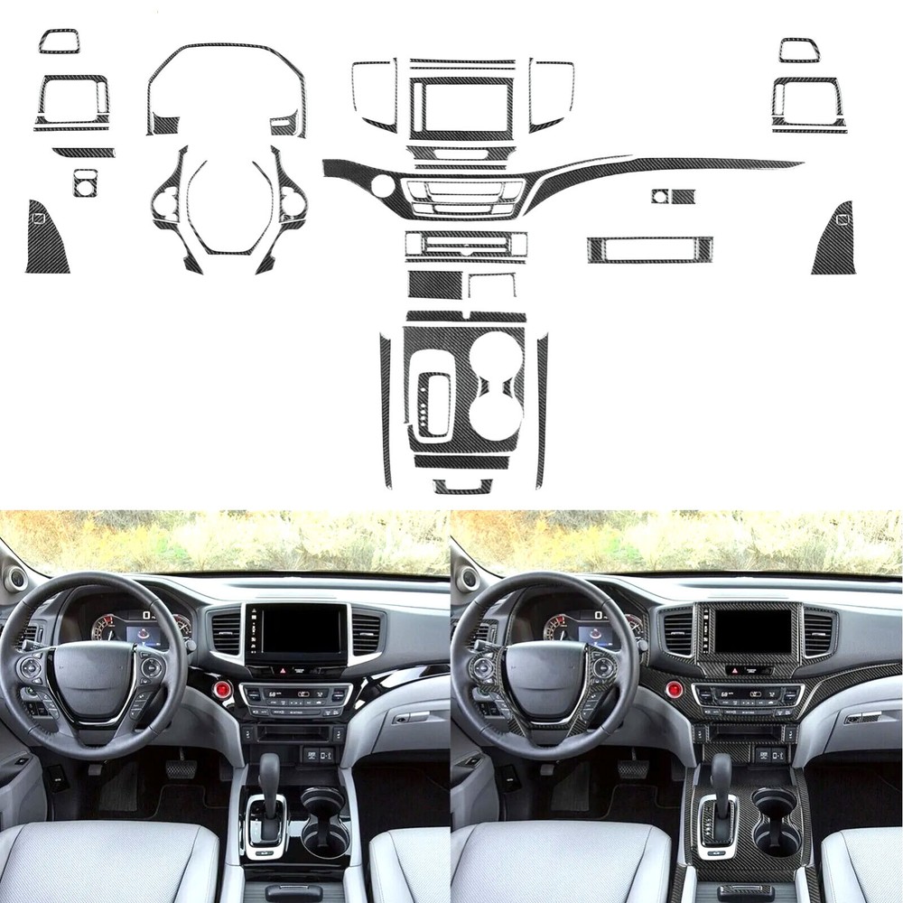 60Pcs Real Carbon Fiber Kit Full Interior Dash Trim For Ridgeline Passport Pilot